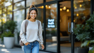 A person is walking towards a depression treatment center, which is designed to provide inpatient care for individuals struggling with mental health disorders like major depressive disorder. The facility emphasizes holistic treatment approaches and offers various therapies, including group therapy and individual therapy, to support recovery and teach healthy coping skills.